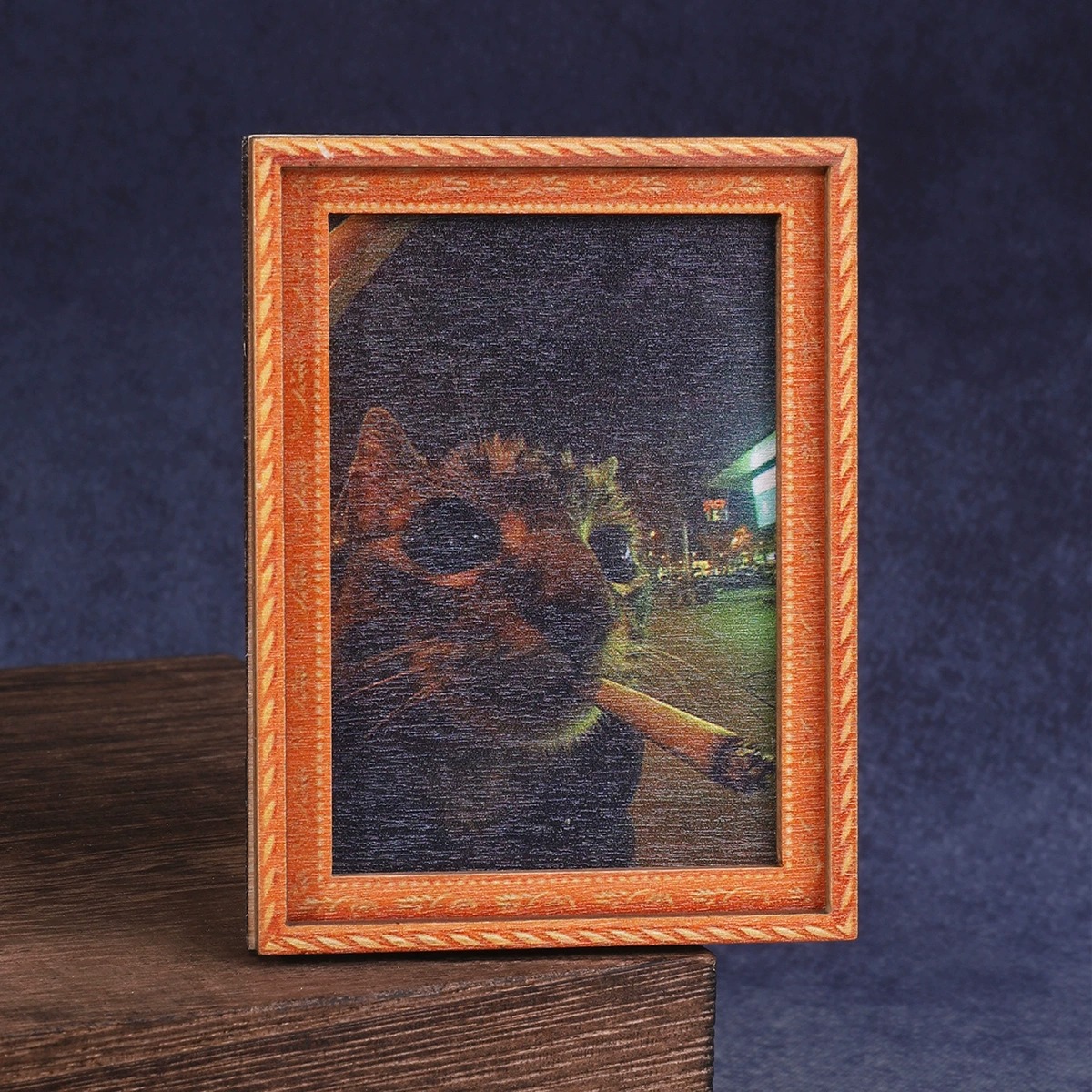 Kitchen Appliances Refrigerators - Quirky Smoking Cat Wooden Frame Magnet,