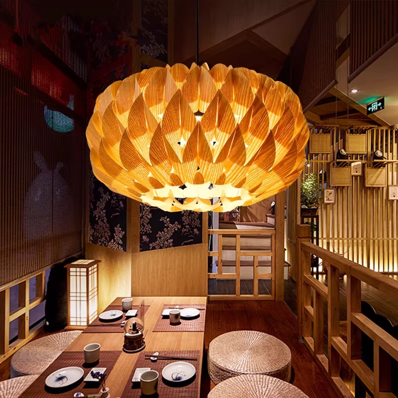 Kitchen Appliances In Japanese - Japanese style Creative Wood lampshade Hanging