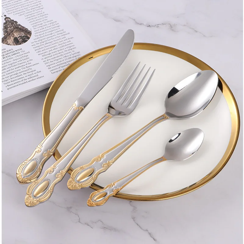Kitchen Appliances Luxury - Golden Cutlery Set,Luxury Retro Western Flatware