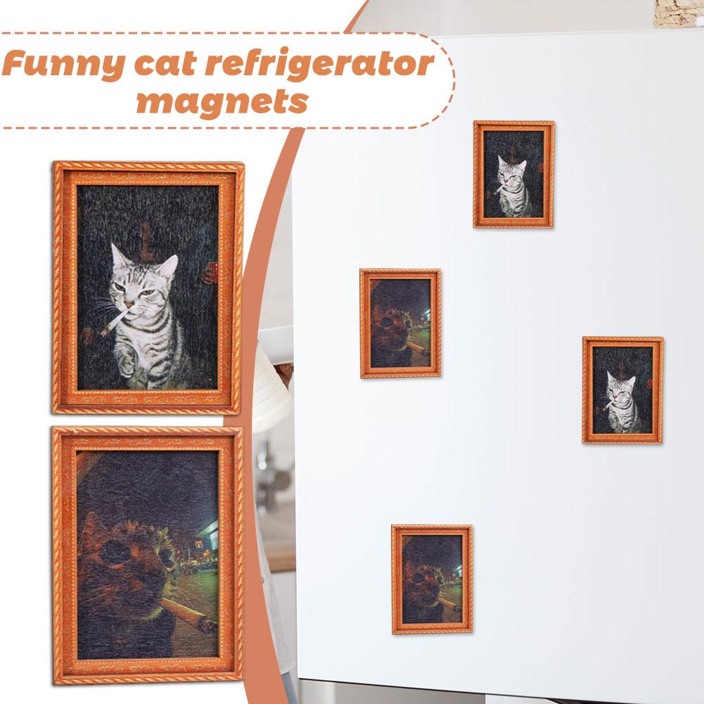 Quirky Smoking Cat Wooden Fram - Kitchen Appliances Refrigerators recension och pris